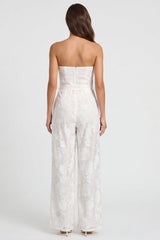 Notched Lapel 2 Piece Floral Ivory Women's Suits